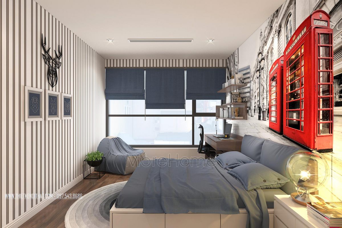 Thiết kế nội thất phòng ngủ chung cư Ngoại Giao Đoàn Bắc Từ Liêm Hà Nội